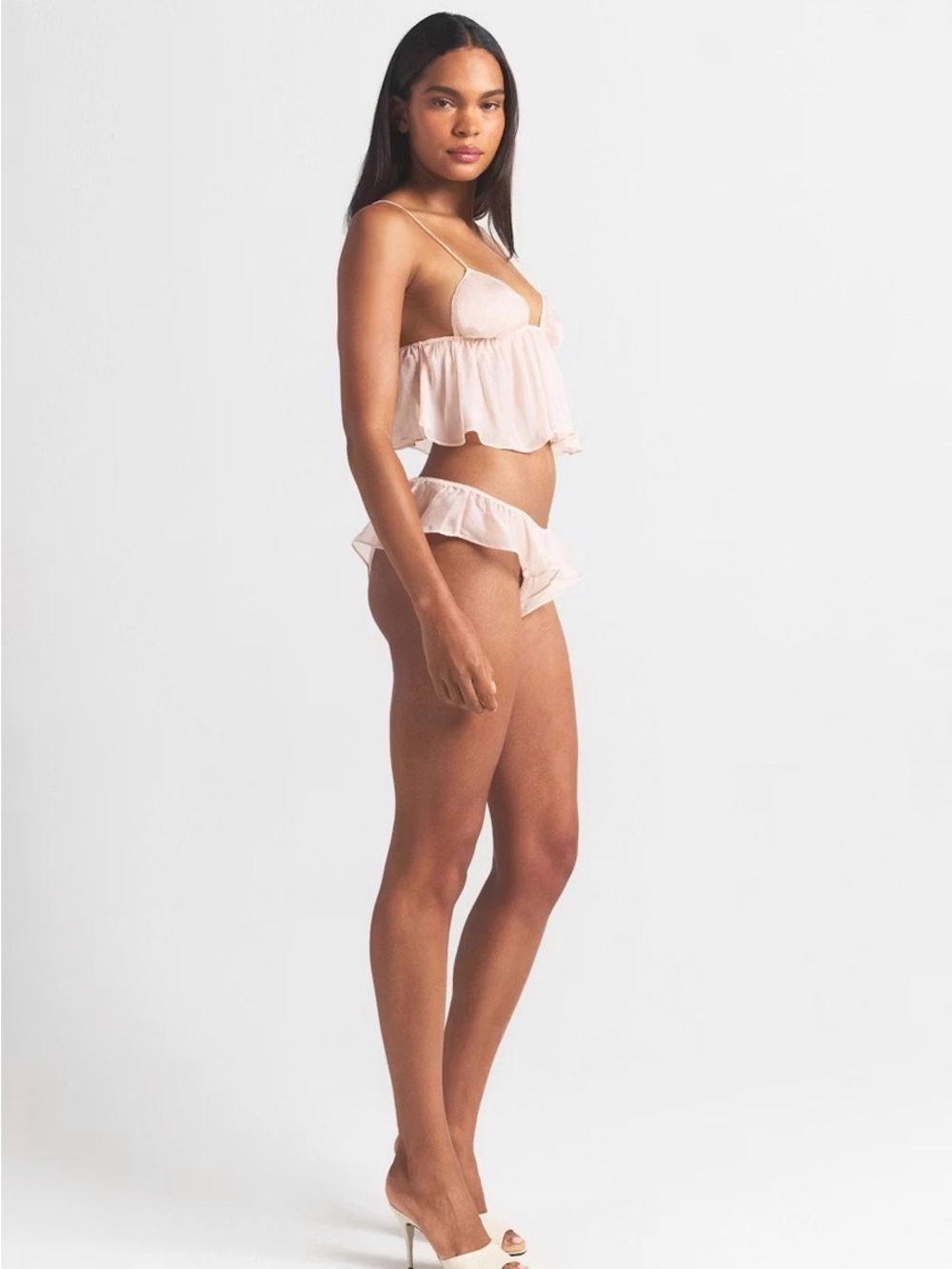 SKIMS Ruffle Bralette & Bikini Set in Blush Pink
